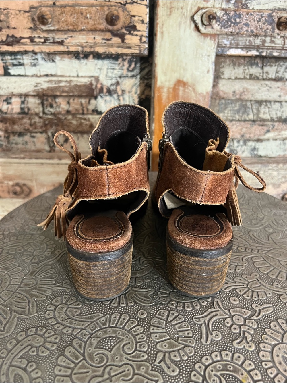 Born Monikah Brown Suede Tassel Cutout Ankle Boots, Booties 6M - Picture 6 of 11